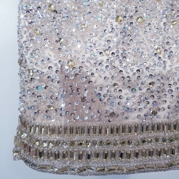 LARA Designs Rhinestones Jeweled Beads Embellished Champagne Mini Dress - Picture 4 of 15